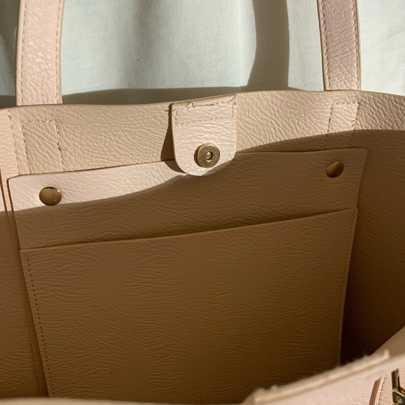 Light Pink Blush Two Tone Large Faux Leather Convertible Work Tote, Ulta, Tassel - Picture 5 of 16